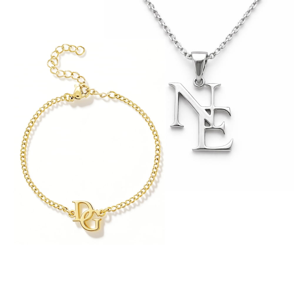 Intertwined Initial Set – Personalised Necklace & Bracelet