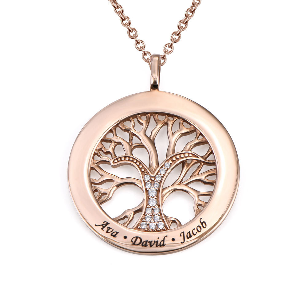 Personalised Tree of Life Necklace with Zirconia Stones