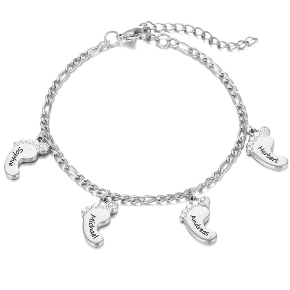 Armband mit Babyfuß Anhängern Bracelet Loanya Silber