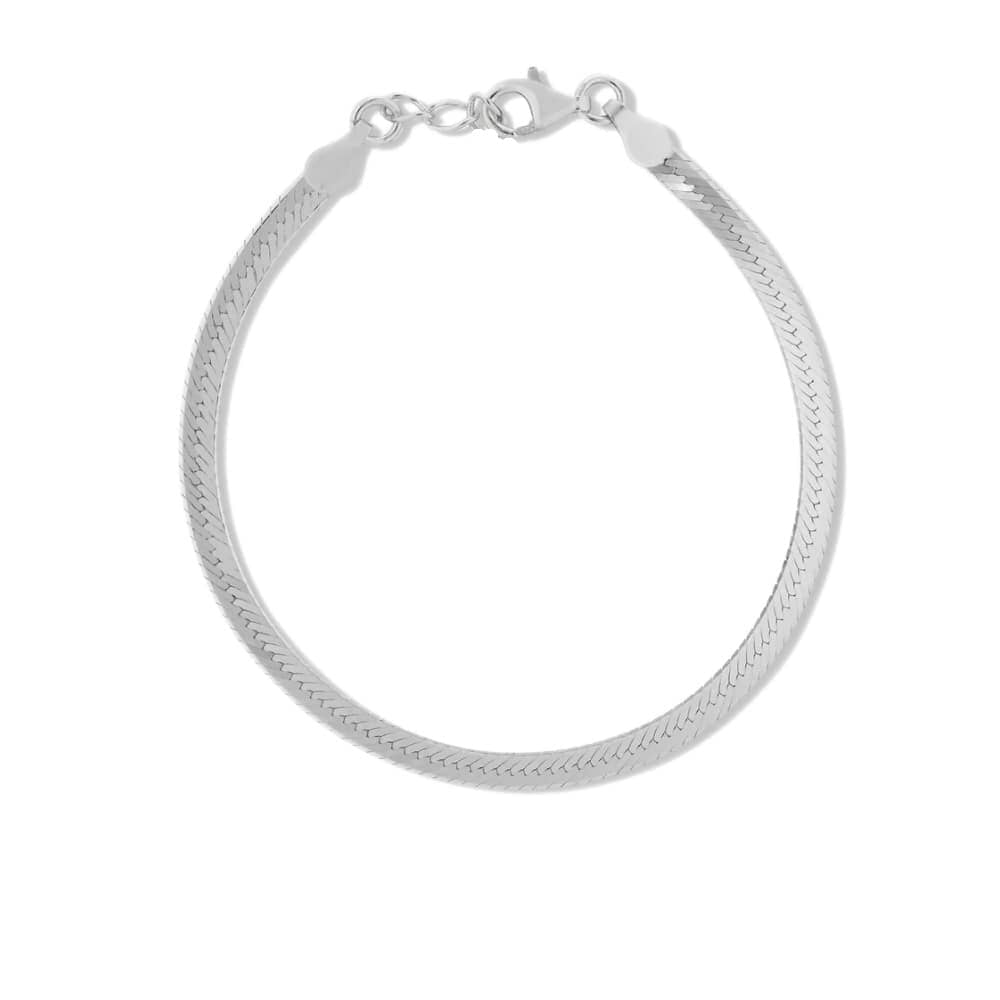 Breites Herringbone Armband "5mm" mit 18-Karätiger Vergoldung Bracelet Loanya Silber Frauen (15 cm + 4 cm)