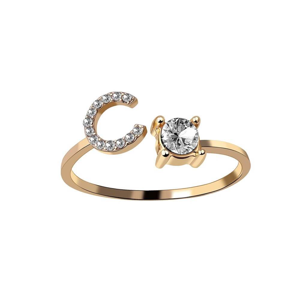 LOANYA Buchstaben Ring Zirkonia Loanya C