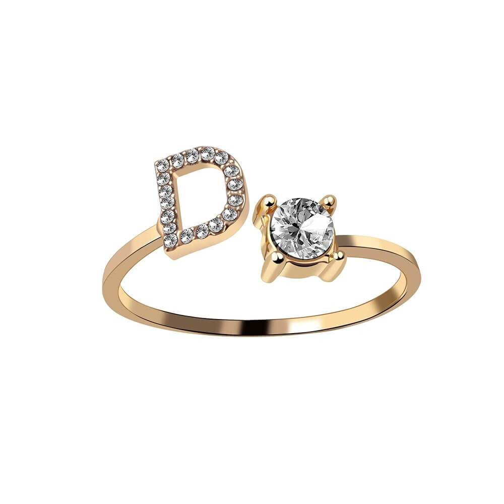 LOANYA Buchstaben Ring Zirkonia Loanya D