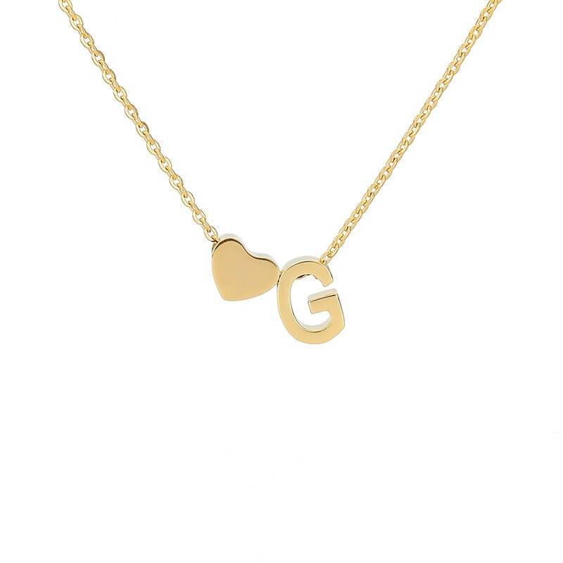 LOANYA Halskette mit kleinem Herz und einem Buchstaben Loanya Gold G