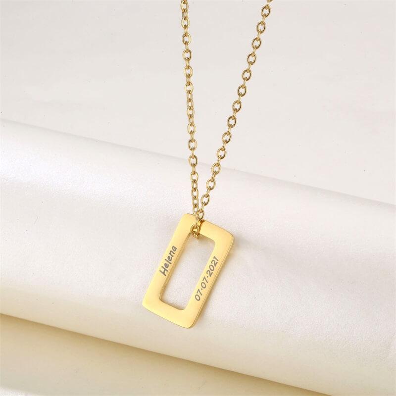 LOANYA Halskette mit personalisiertem Rechteck Loanya