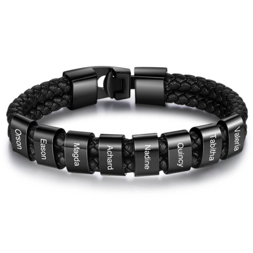 LOANYA Herrenarmband mit gravierten Beads Loanya