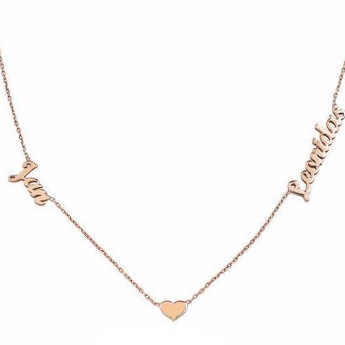LOANYA Herzkette mit zwei Namen Loanya Roségold 40 cm