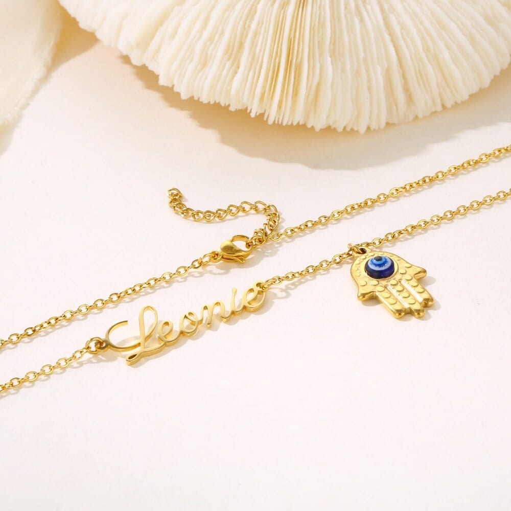 Namenskette mit Hand der Fatima Necklaces Loanya