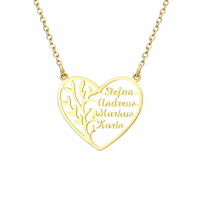 Family Heart Tree of Life Necklace