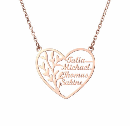 Family Heart Tree of Life Necklace