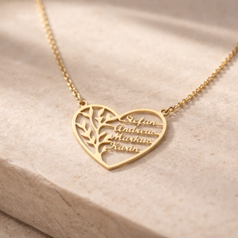 Family Heart Tree of Life Necklace