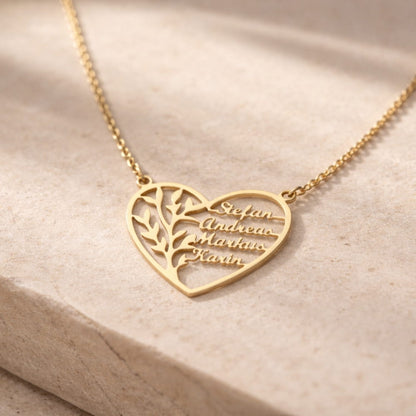 Family Heart Tree of Life Necklace