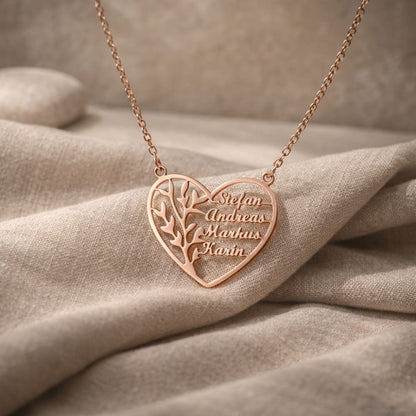 Family Heart Tree of Life Necklace