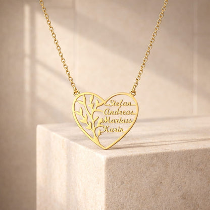 Family Heart Tree of Life Necklace