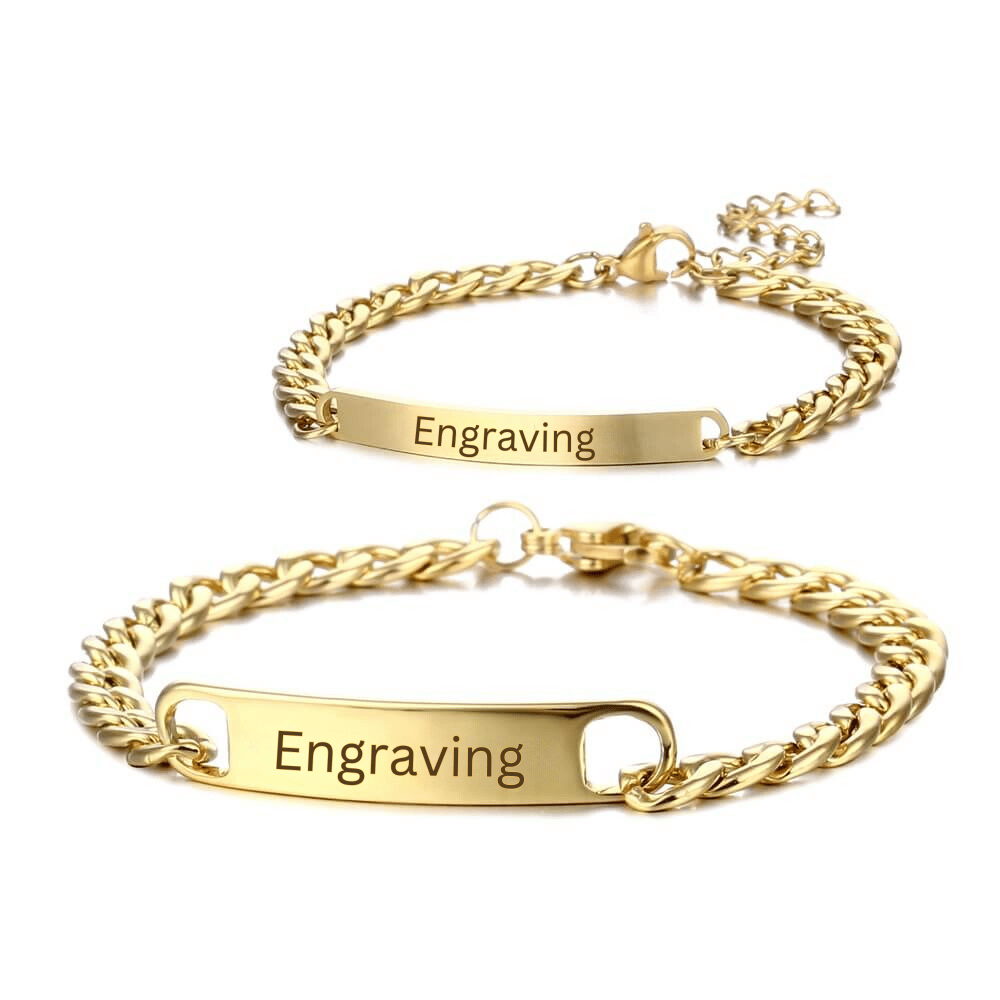 Couples Bracelet Set with Engraving