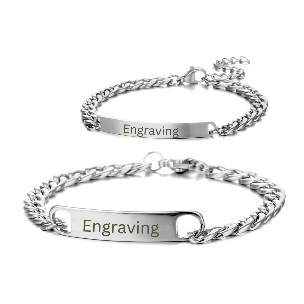 Couples Bracelet Set with Engraving