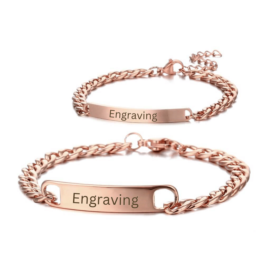 Couples Bracelet Set with Engraving
