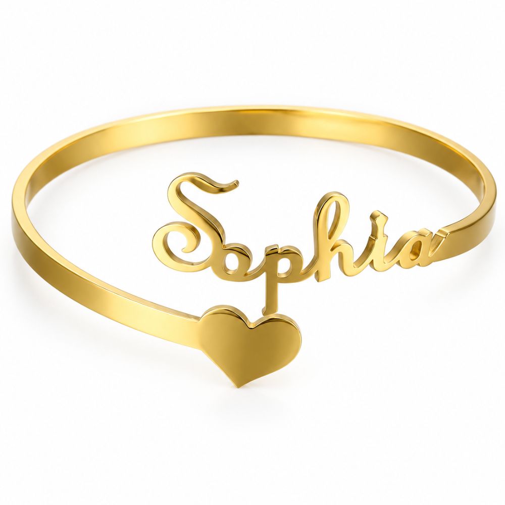 Personalised Name Bangle with Heart