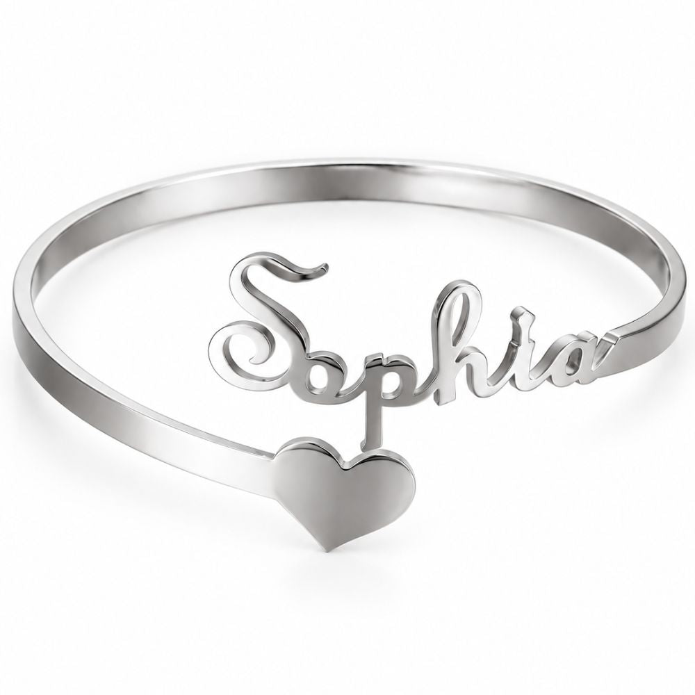 Personalised Name Bangle with Heart