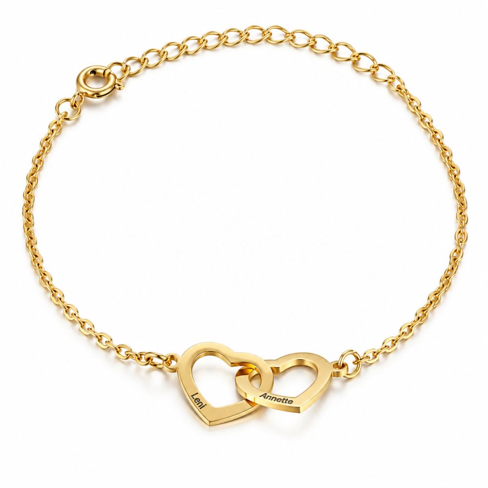 Interlocking Hearts Bracelet with Engravings
