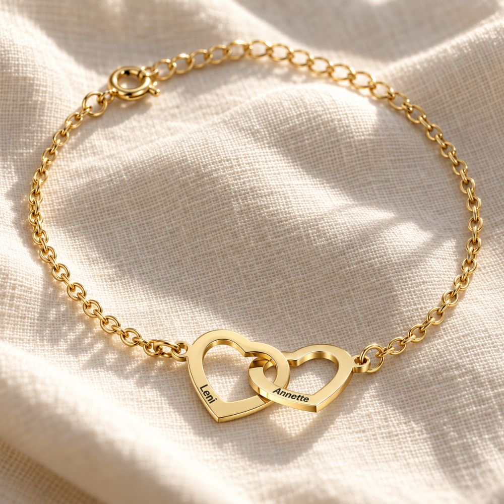 Interlocking Hearts Bracelet with Engravings