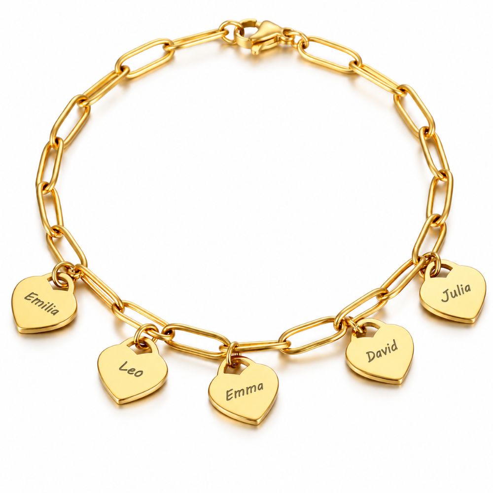 Bracelet with Personalised Heart Charms