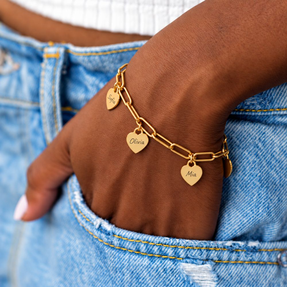 Bracelet with Personalised Heart Charms