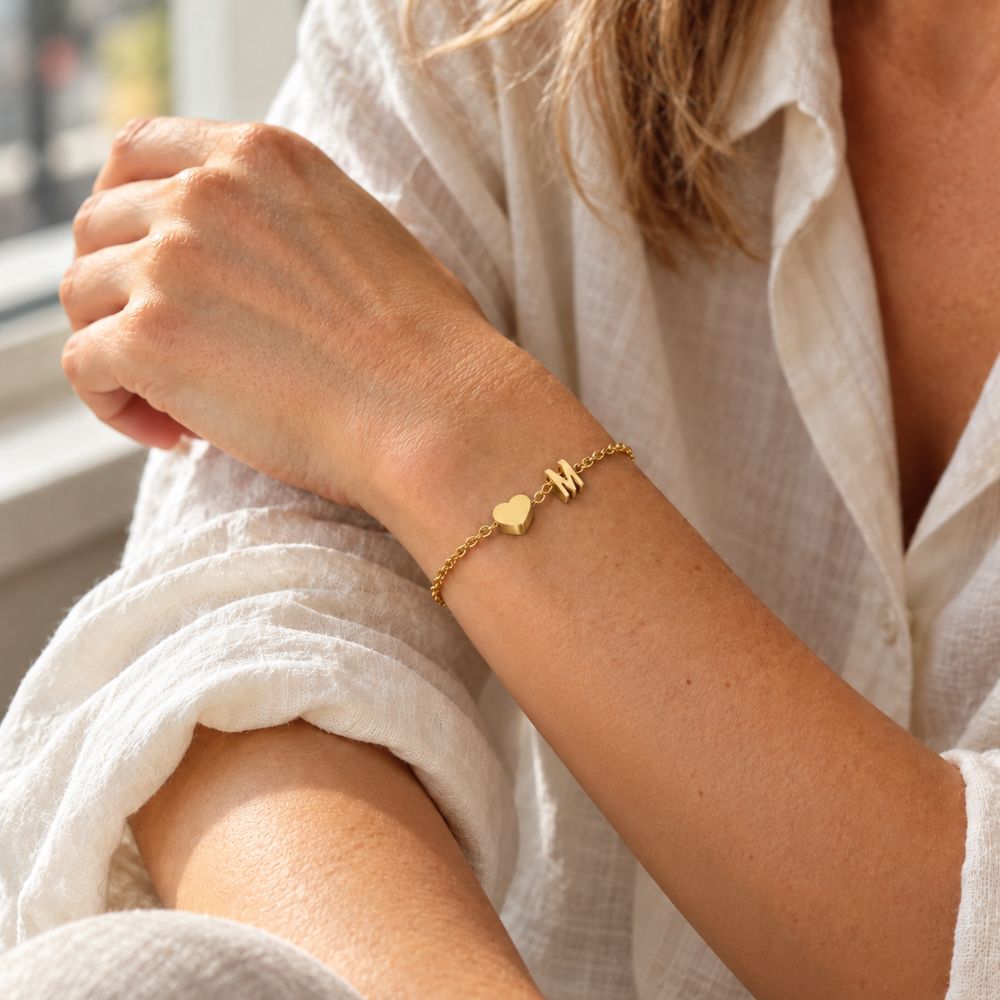 Bracelet with Heart and Letter