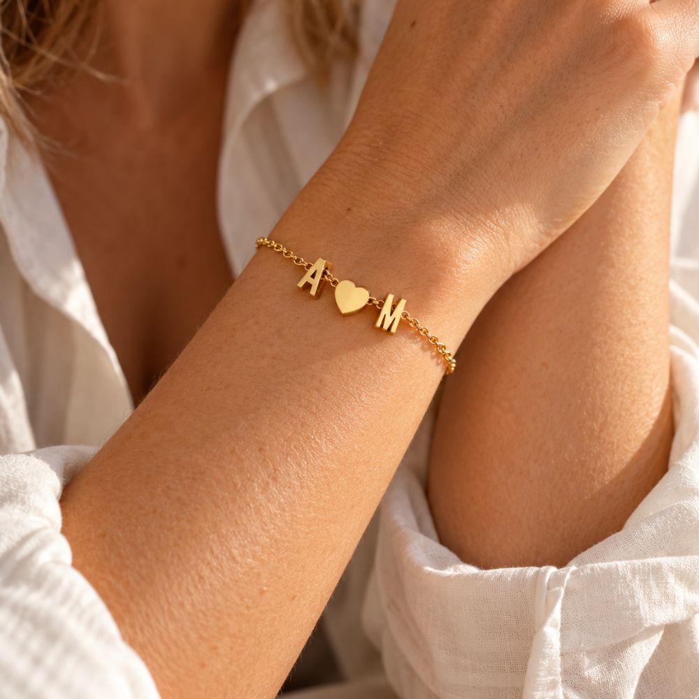 Heart Bracelet with Two Initials