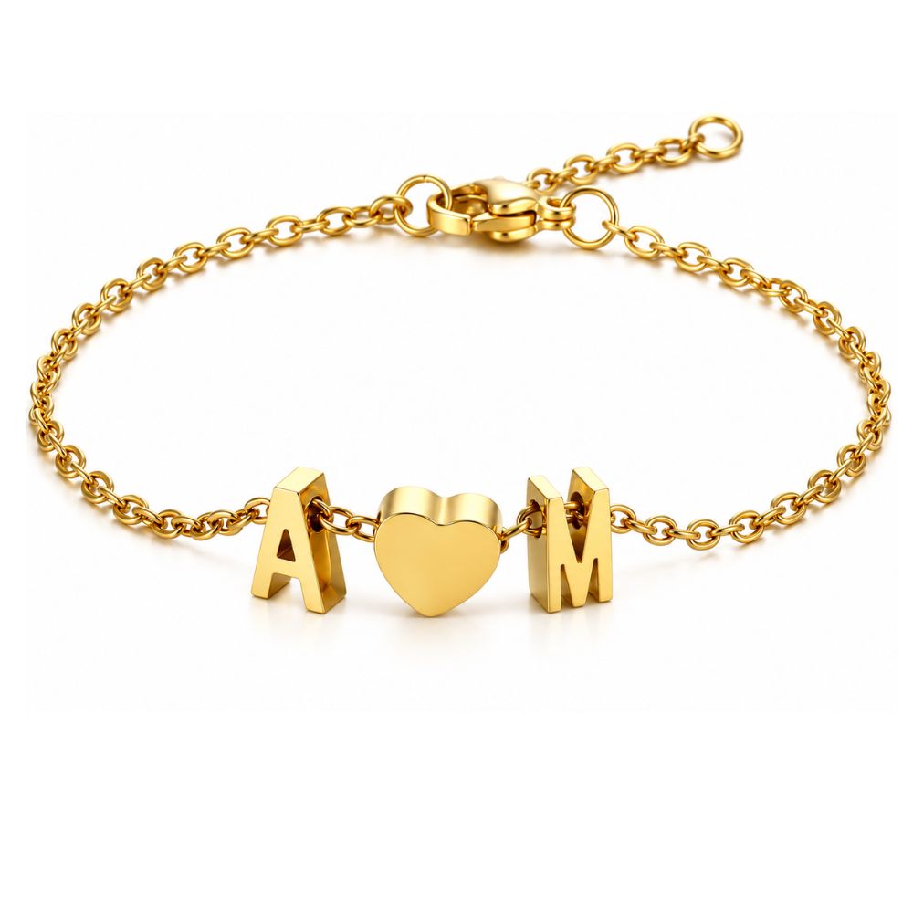 Heart Bracelet with Two Initials