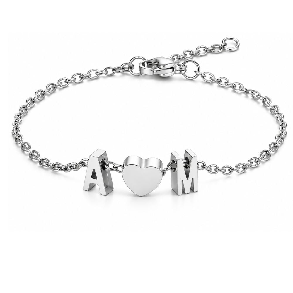 Heart Bracelet with Two Initials