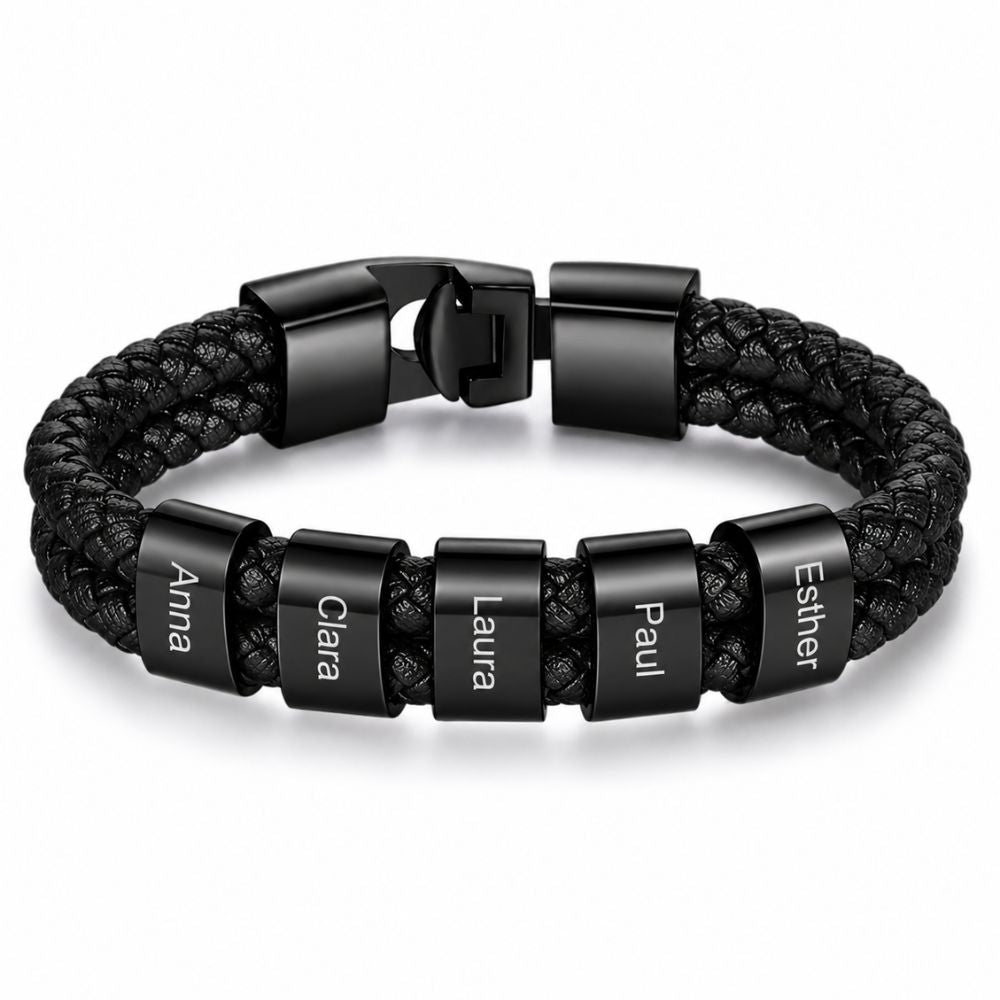 Men's Bracelet with Engraved Beads