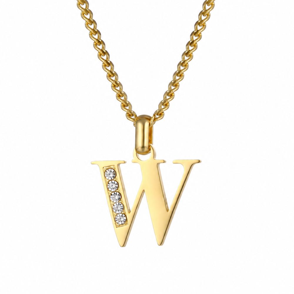 Initial Necklace with Cubic Zirconia