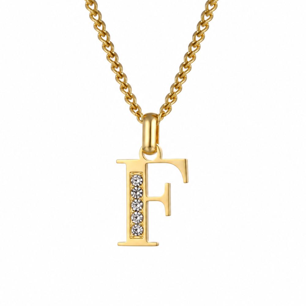 Initial Necklace with Cubic Zirconia