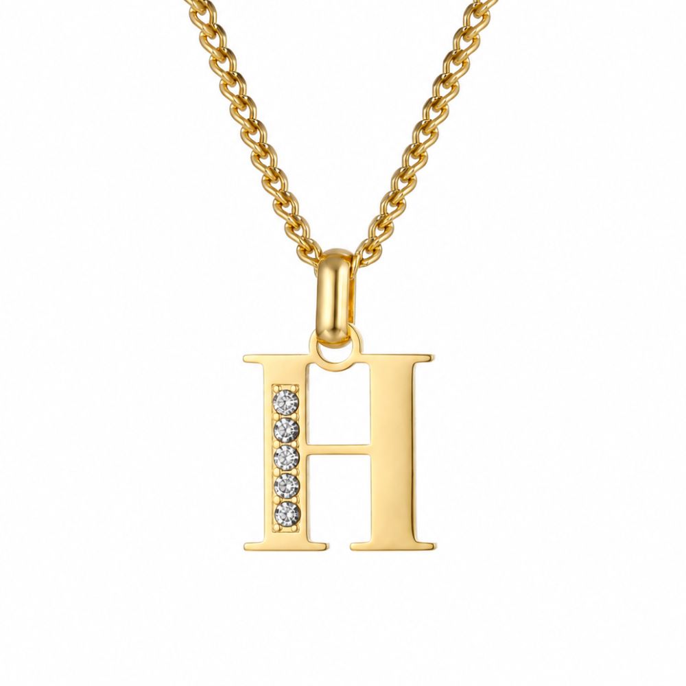 Initial Necklace with Cubic Zirconia
