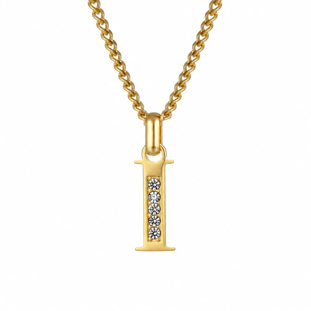Initial Necklace with Cubic Zirconia