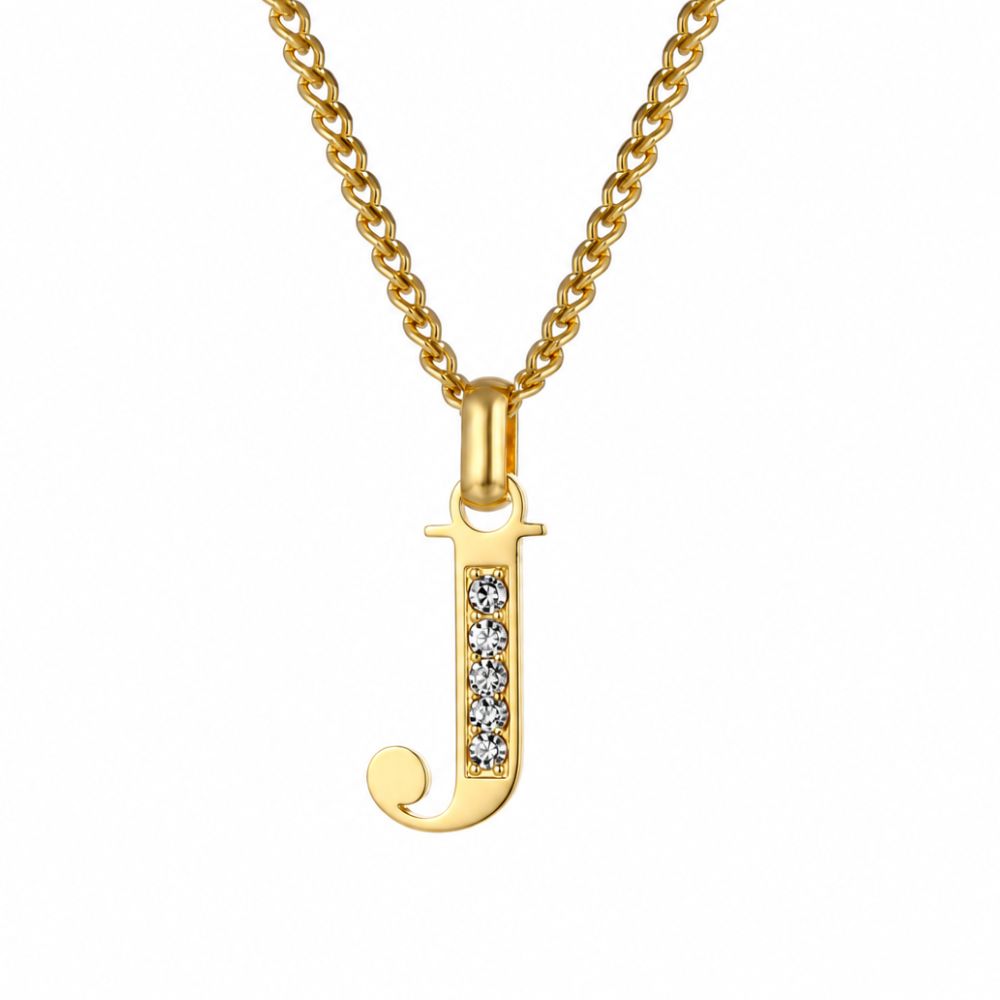 Initial Necklace with Cubic Zirconia