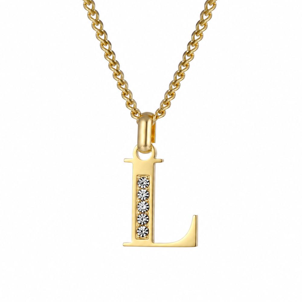 Initial Necklace with Cubic Zirconia