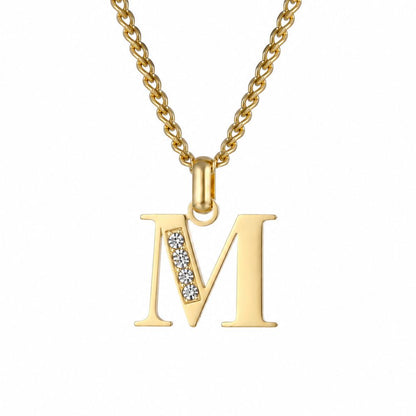 Initial Necklace with Cubic Zirconia