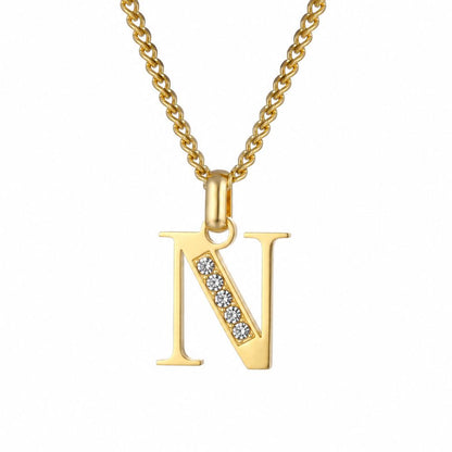 Initial Necklace with Cubic Zirconia