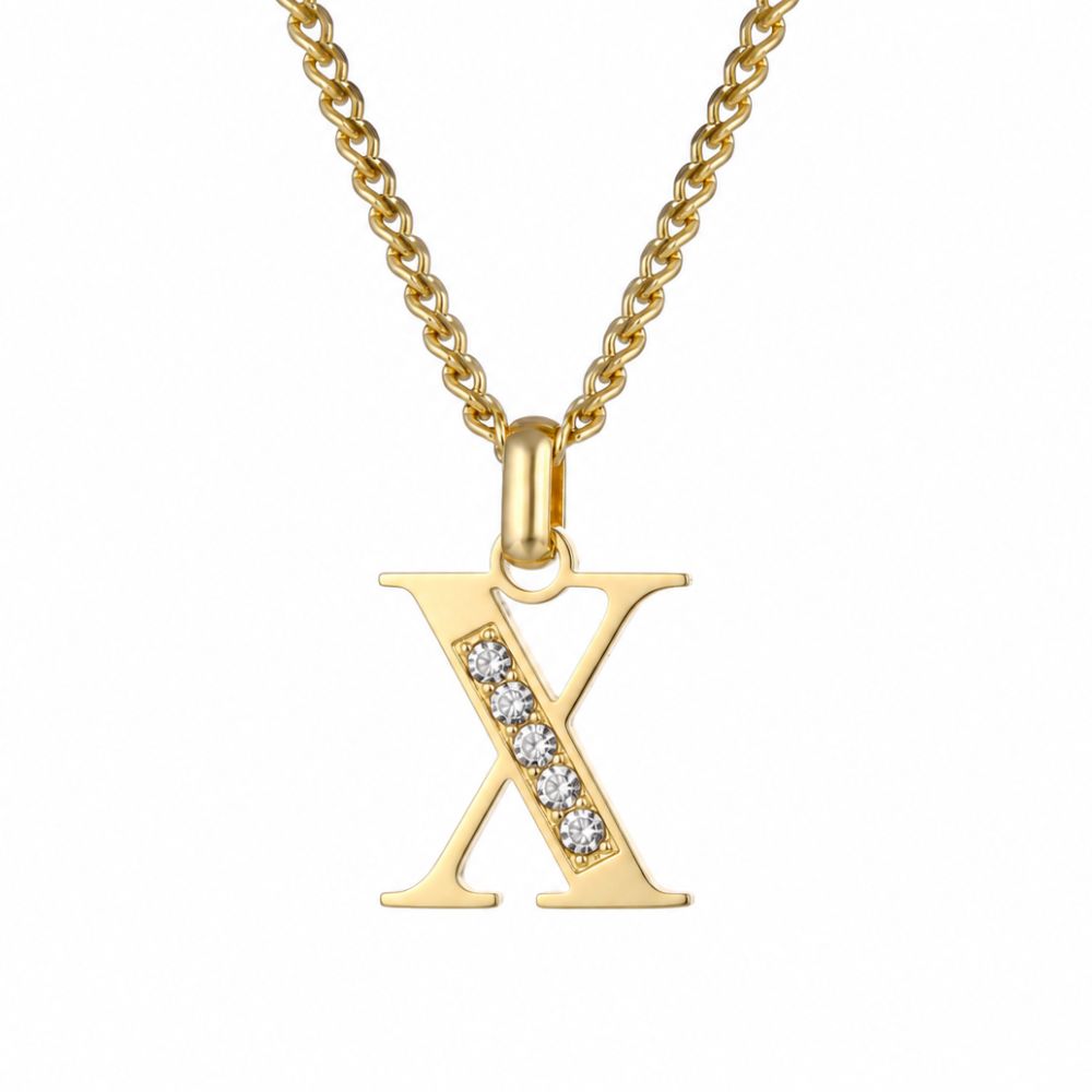 Initial Necklace with Cubic Zirconia