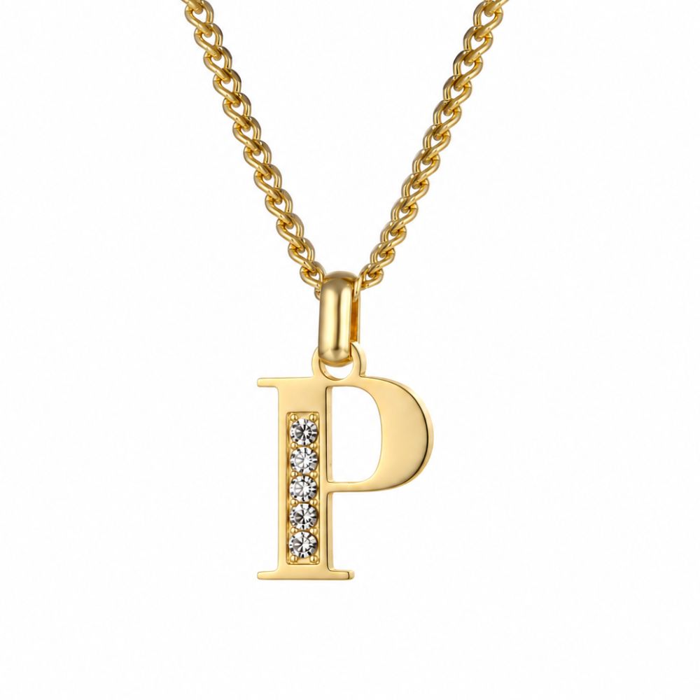 Initial Necklace with Cubic Zirconia
