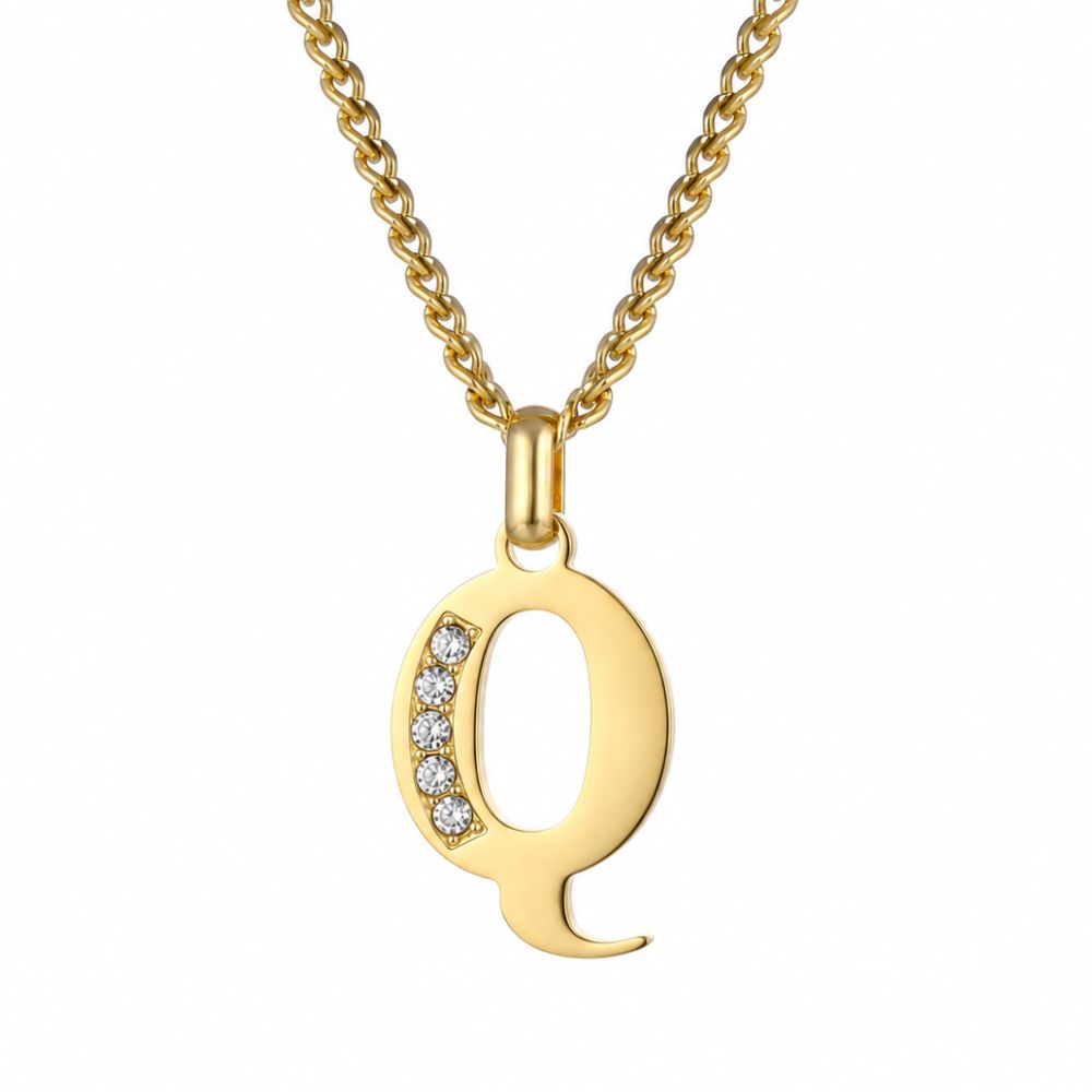 Initial Necklace with Cubic Zirconia