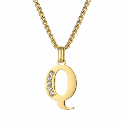 Initial Necklace with Cubic Zirconia