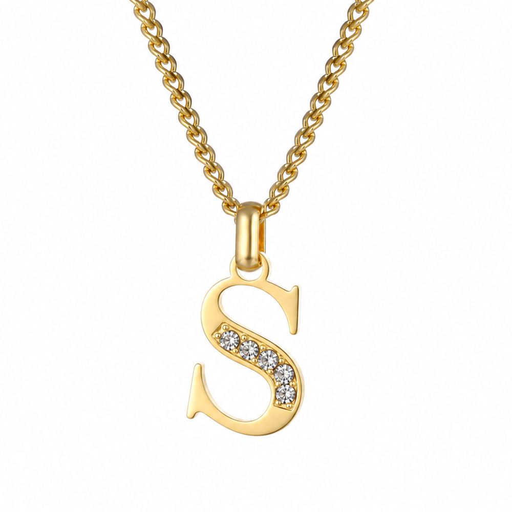 Initial Necklace with Cubic Zirconia