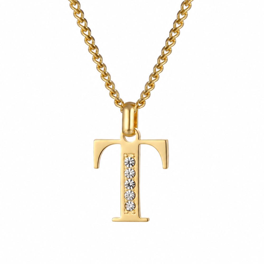 Initial Necklace with Cubic Zirconia