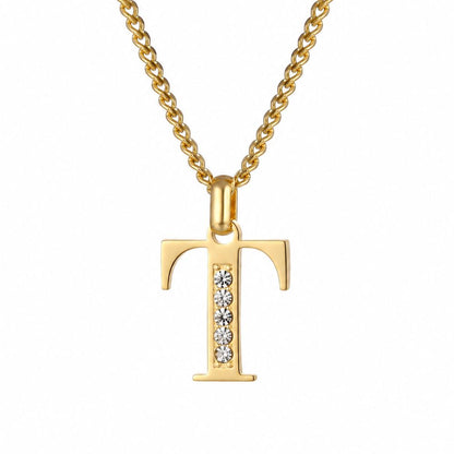 Initial Necklace with Cubic Zirconia