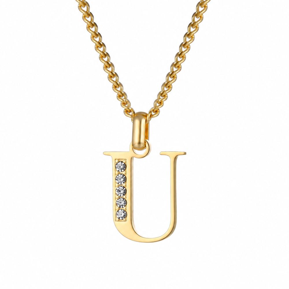 Initial Necklace with Cubic Zirconia
