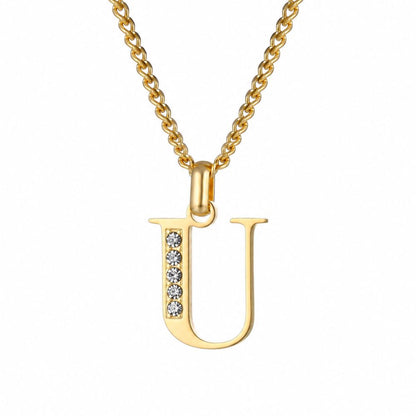 Initial Necklace with Cubic Zirconia