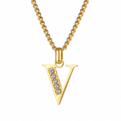 Initial Necklace with Cubic Zirconia