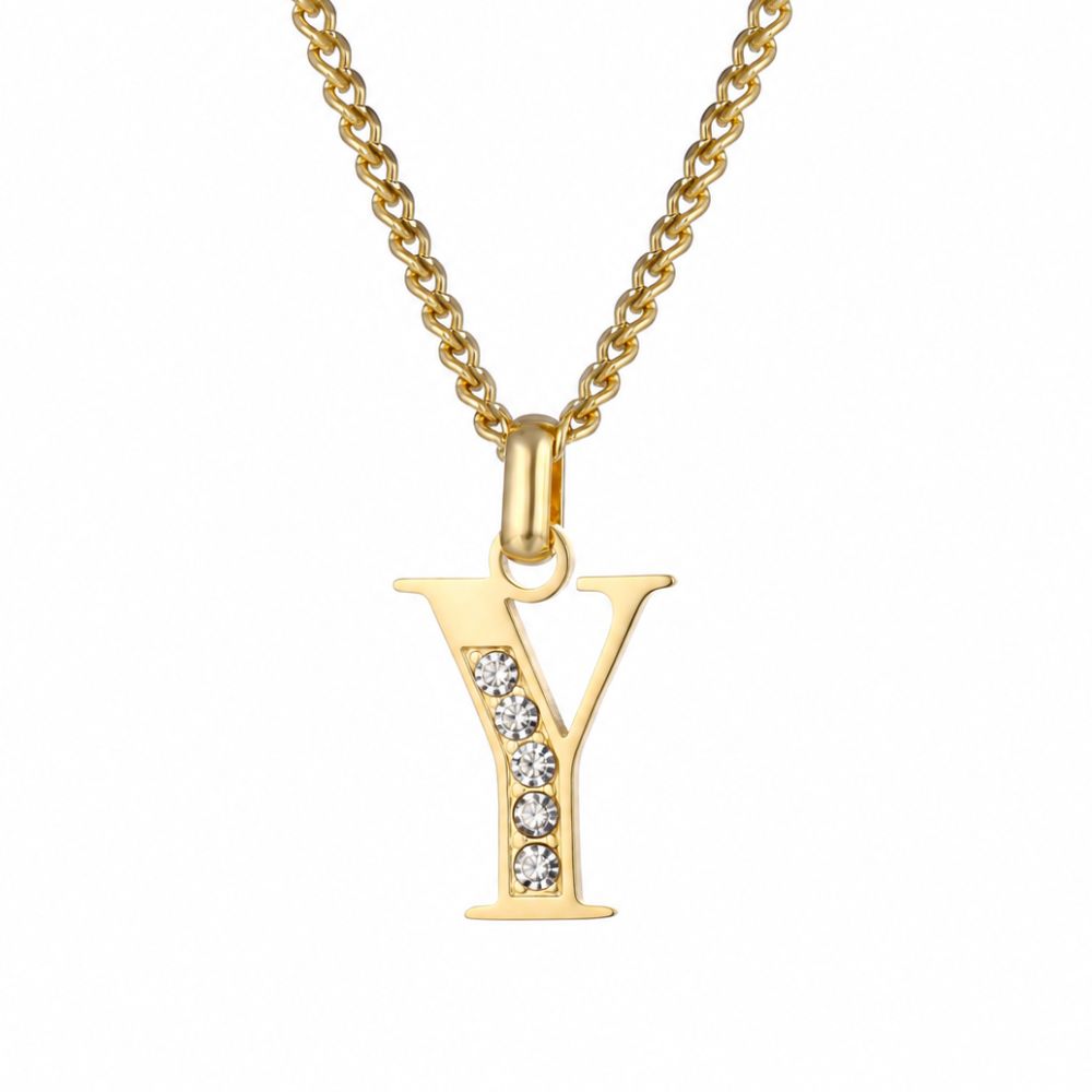Initial Necklace with Cubic Zirconia